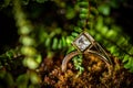 Silver ring with cube shaped crystal