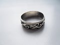 Silver ring on gray background Royalty Free Stock Photo