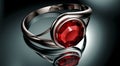 Silver ring with red Ruby stone Royalty Free Stock Photo