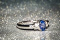 Silver ring with tanzanite