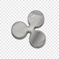 Silver ripple coin trendy 3d style vector icon. Royalty Free Stock Photo