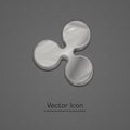 Silver ripple coin trendy 3d style vector icon. Royalty Free Stock Photo