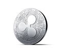 Silver Ripple XRP coin isolated white background. 3D rendering