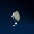 Silver Round makeup mirror icon isolated on blue background. Minimalism concept. 3d illustration 3D render Royalty Free Stock Photo