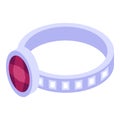 Silver ruby ring icon, isometric style Royalty Free Stock Photo