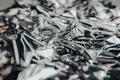 Silver rumpled foil. Gray background with texture Royalty Free Stock Photo