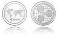 Silver ryptocurrency coin - Ripple, isolated on a white