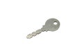 A silver safe deposit box key isolated on a white background Royalty Free Stock Photo