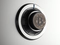 Safe dial with bitcoin symbol. 3d rendering Royalty Free Stock Photo