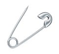 Silver safety pin isolated on white. Clipping path included Royalty Free Stock Photo