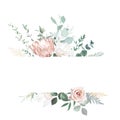Silver sage and blush pink flowers vector design frame Royalty Free Stock Photo