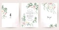 Silver sage green and blush pink flowers vector design frames. Dusty rose, white carnation, mauve rose Royalty Free Stock Photo