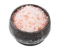 silver salt cellar with pink Himalayan Salt