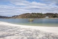 Tranquil landscape of the famous white beaches at Silver Sands of Morar, Mallaig, Scotland, UK