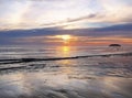 Silver Sandy Beach During a Sunset