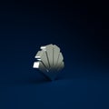 Silver Scallop sea shell icon isolated on blue background. Seashell sign. Minimalism concept. 3d illustration 3D render Royalty Free Stock Photo