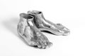 Silver sculpture vase of human foot form