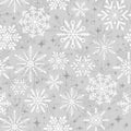 Silver seamless winter snowflake pattern