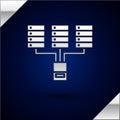 Silver Server, Data, Web Hosting icon isolated on dark blue background. Vector Illustration