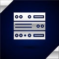 Silver Server, Data, Web Hosting icon isolated on dark blue background. Vector Illustration