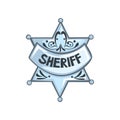 Silver sheriff star badge vector Illustration on a white background Royalty Free Stock Photo