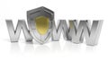 Silver shield symbol and WWW letters Royalty Free Stock Photo