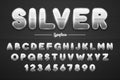 Silver shining font, letters and numbers illustration