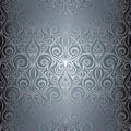 Silver Shiny decorative ornate vintage wallpaper Background pattern design