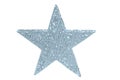 Silver shiny decorative star. White isolate