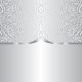 Silver shiny floral vintage pattern wallpaper background