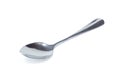 Silver shiny spoon isolated on white background. Royalty Free Stock Photo