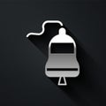 Silver Ship bell icon isolated on black background. Long shadow style. Vector Royalty Free Stock Photo