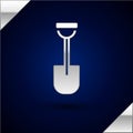 Silver Shovel icon isolated on dark blue background. Gardening tool. Tool for horticulture, agriculture, farming. Vector Royalty Free Stock Photo
