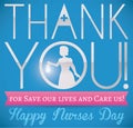 Gratitude Sign with Pioneer Nurse Silhouette Celebrating Nurses Day, Vector Illustration