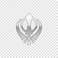 Silver Sikhism religion Khanda symbol isolated object on transparent background. Khanda Sikh symbol. Flat design. Vector Royalty Free Stock Photo