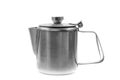 Silver simple coffee percolator isolated on white background. Royalty Free Stock Photo