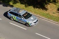 Silver Skoda Octavia Combi police car of Policie Ceske Republiky (PCR) with motion blur effect Royalty Free Stock Photo