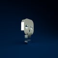 Silver Skull icon isolated on blue background. Happy Halloween party. Minimalism concept. 3d illustration 3D render