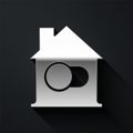 Silver Smart home icon isolated on black background. Remote control. Long shadow style. Vector Royalty Free Stock Photo