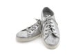 Silver sneakers isolated Royalty Free Stock Photo