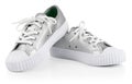 Silver sneakers isolated on white background Royalty Free Stock Photo