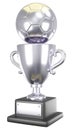 Silver soccer or football trophy cup . Isolated . Embedded clipping paths . 3D rendering Royalty Free Stock Photo