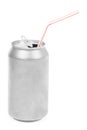 Silver soda can Royalty Free Stock Photo