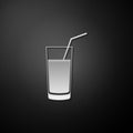 Silver Soft drink icon isolated on black background. Long shadow style. Vector