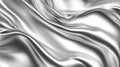 Silver soft satin fabric waves background design. Texture with smooth flowing patterns and light shiny effect