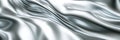 Silver soft satin fabric waves background design. Texture with smooth flowing patterns and light shiny effect