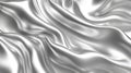 Silver soft satin fabric waves background design. Texture with smooth flowing patterns and light shiny effect