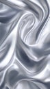 Silver soft satin fabric waves vertical background design. Texture with smooth flowing patterns and light shiny effect
