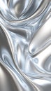 Silver soft satin fabric waves vertical background design. Texture with smooth flowing patterns and light shiny effect