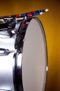 Silver Sparkle Snare Drum on Gold Royalty Free Stock Photo